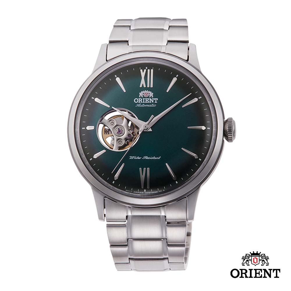 ORIENT 東方錶 SEMI-SKELETON系列 機械錶 鋼帶款 綠色 40.5mm
