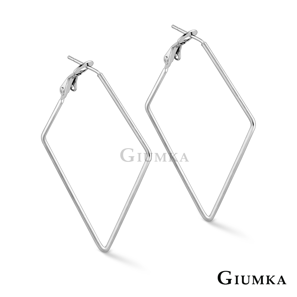 GIUMKA銀色菱形白鋼耳環女抗過敏耳飾(2款任選)