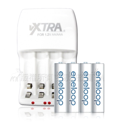 VXTRA新經濟型2A急速充電器+國際牌eneloop 3號2000mAh充電電池(4顆)