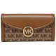 MICHAEL KORS Fulton 滿版織布牛皮壓扣長夾-咖 product thumbnail 1