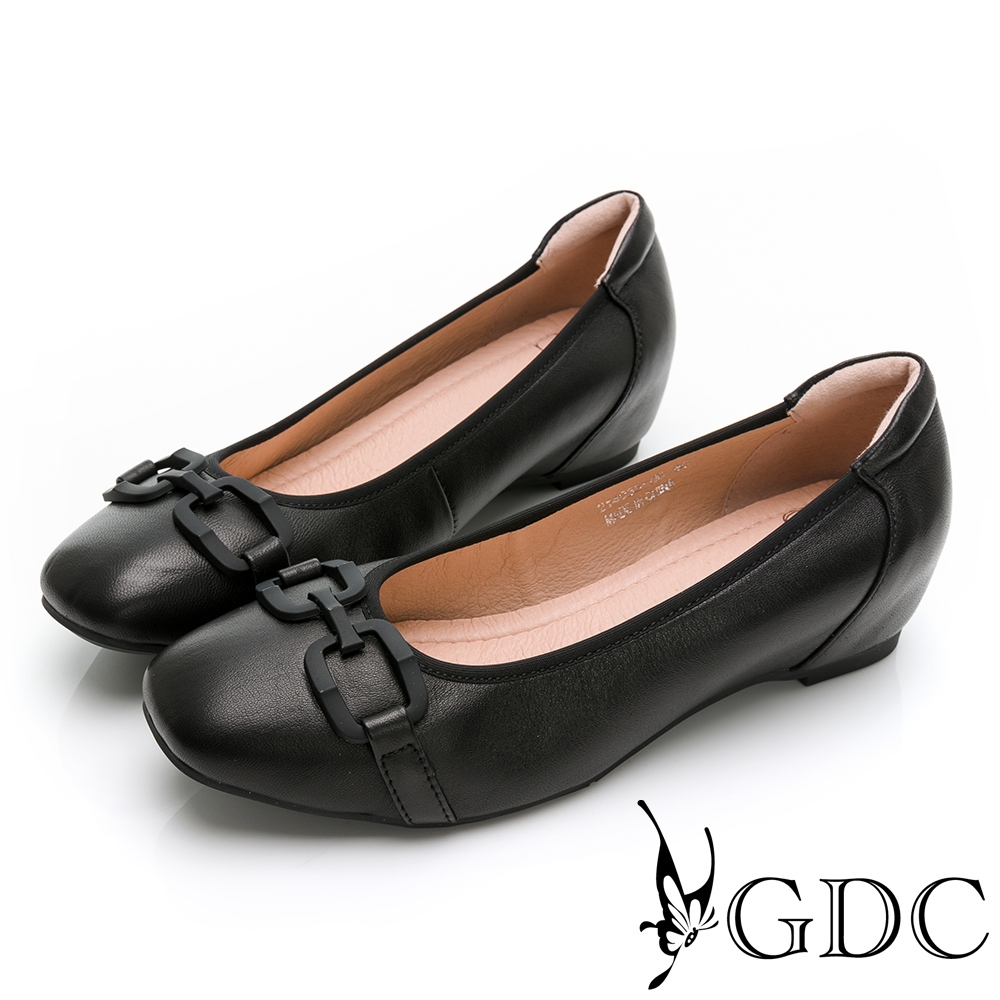 GDC-金釦素色時尚方頭平底包鞋-黑色
