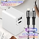 TOPCOM Type-C(PD)+USB雙孔快充充電器+CITY勇固Type-C to Lightning(iPhone)編織快充線-200cm product thumbnail 1