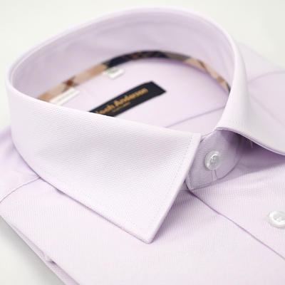 金安德森 經典格紋繞領粉紫吸排窄版長袖襯衫