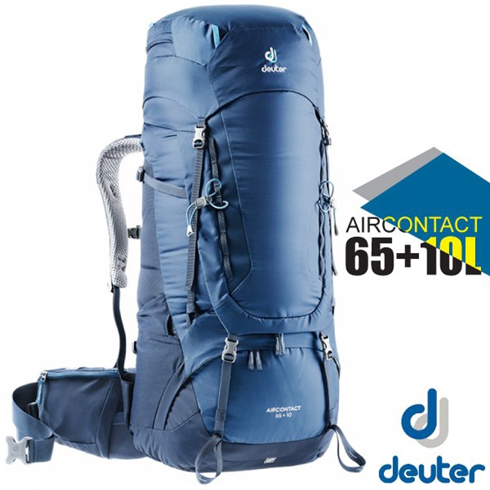 Deuter Aircontact Lite 65+10L 專業輕量拔熱透氣背包_藍