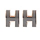 HERMES H POP款LOGO圓弧型耳針式耳環(灰/玫瑰金) product thumbnail 1