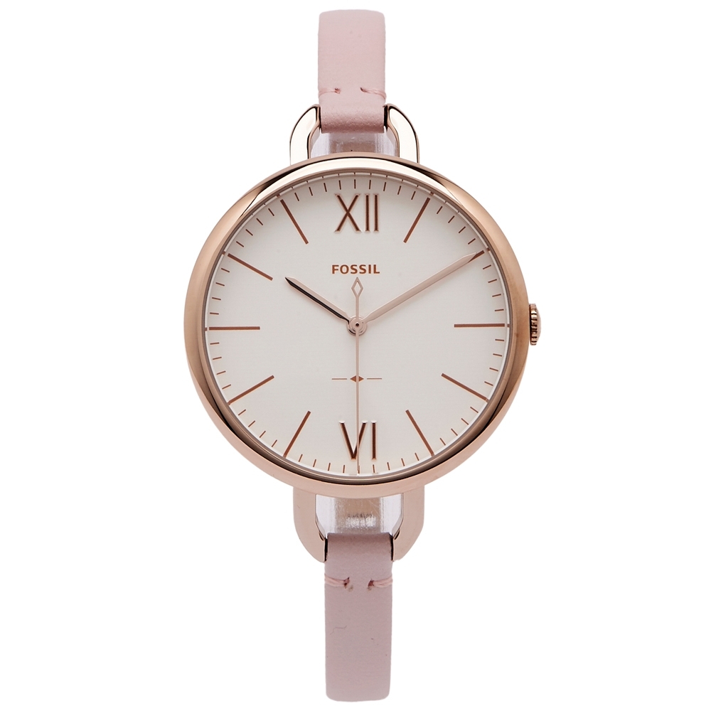 FOSSIL 唯美風簡約的皮革手錶(ES4356)-白色面X粉色/36mm
