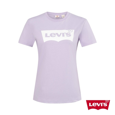 Levis 女款 重磅短袖T恤 / 修身版型 / 經典Logo / 210GSM厚棉 香檳紫