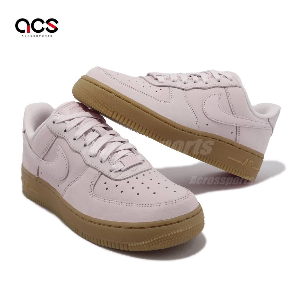 Nike 休閒鞋Wmns Air Force 1 PRM MF 女鞋粉珍珠粉皮革麂皮膠底AF1