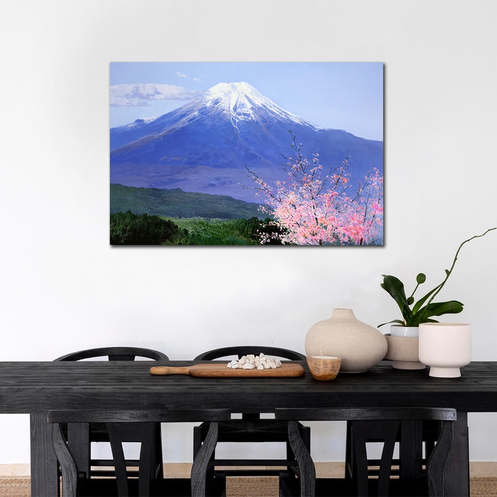 御畫房 富士山 國家一級畫師手繪油畫60×90cm | 遮光窗簾 | Yahoo奇摩購物中心