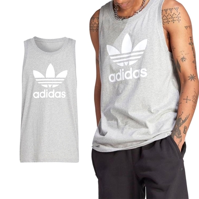 Adidas TREFOIL TANK 男 灰 運動 休閒 三葉草 基本款 背心 IM2082