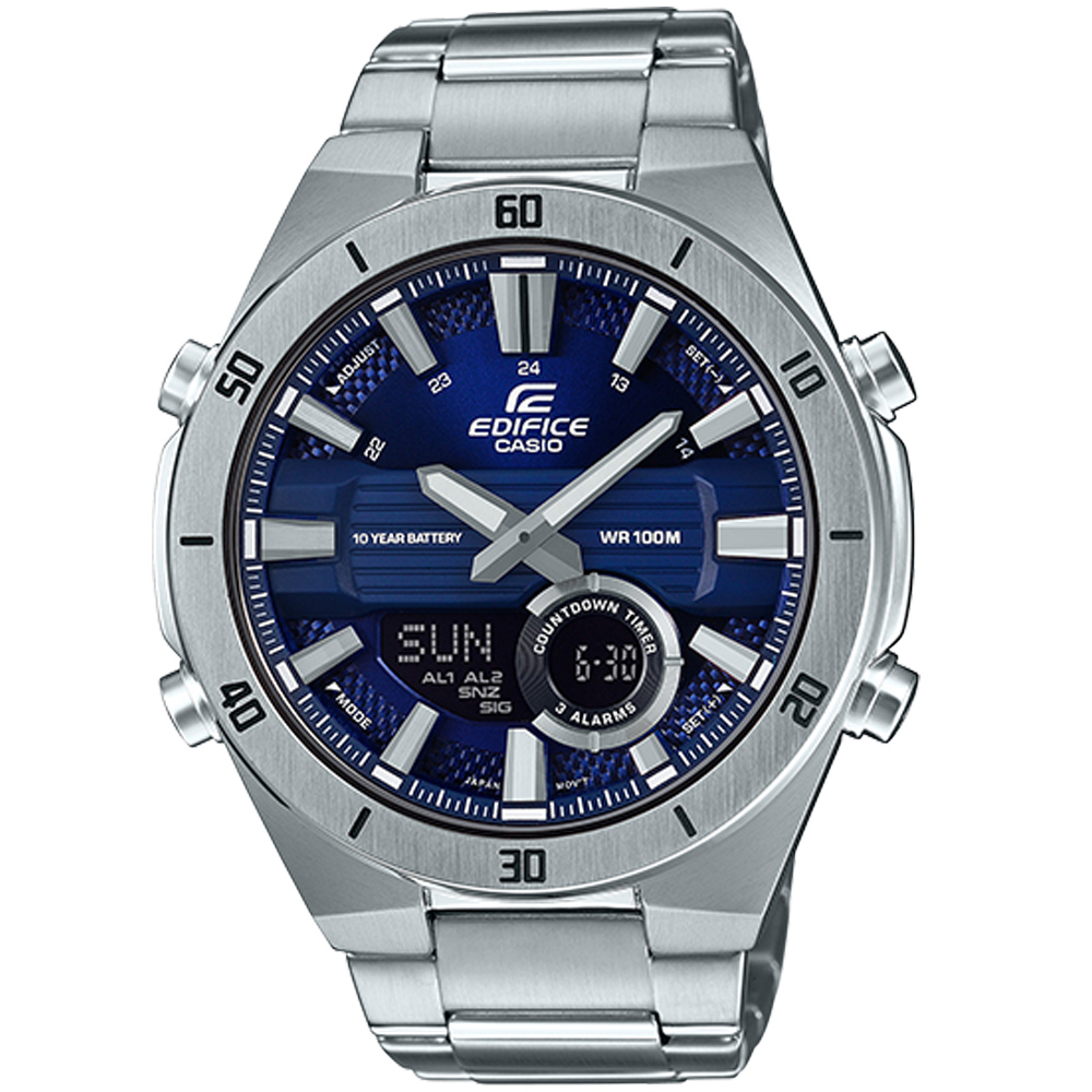 CASIO卡西歐EDIFICE 10年電力3D立體時尚腕錶(ERA-110D-2A)-藍