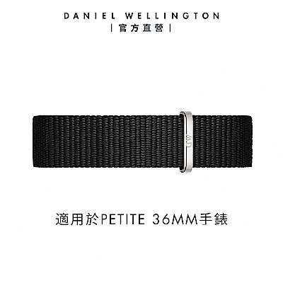 Daniel Wellington DW 錶帶 Petite Cornwall 16mm寂靜黑織紋錶帶-銀 DW00200247