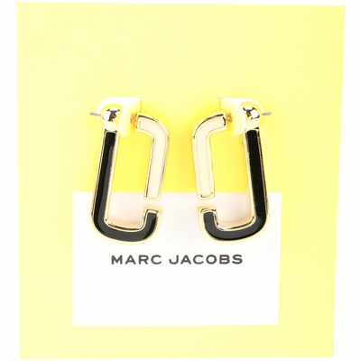 MARC JACOBS J Marc 雙J拼色穿針式耳環(黑x米色)