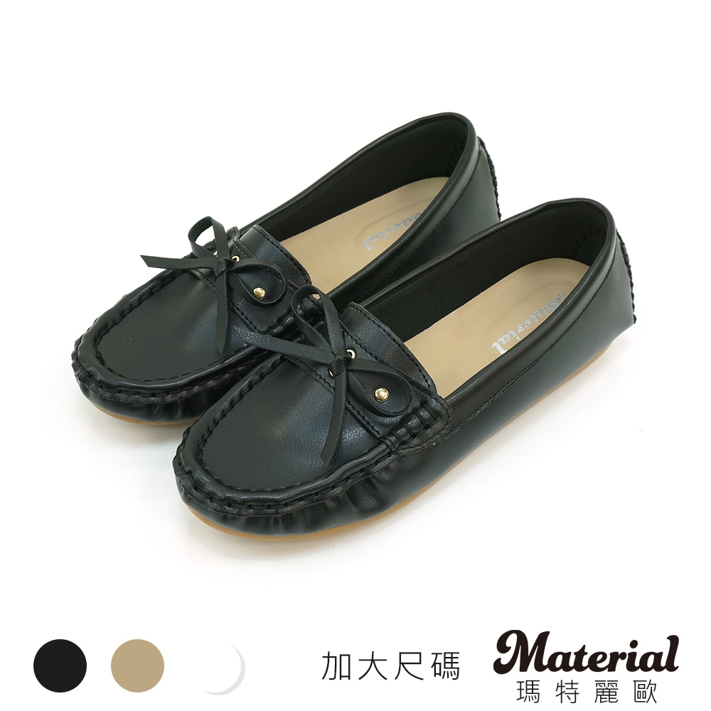 Material瑪特麗歐 豆豆鞋 MIT加大尺碼簡約蝴蝶結包鞋 TG52937