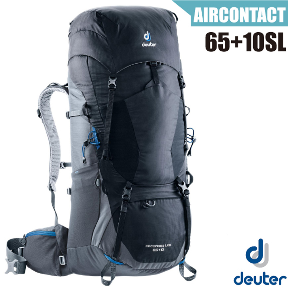 德國 Deuter Aircontact Lite 65+10L 專業輕量拔熱透氣背包_黑