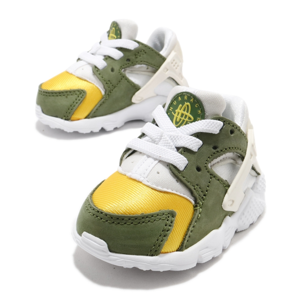 Nike 休閒鞋Huarache Run LE 聯名童鞋Stussy 經典武士鞋收藏小童白綠