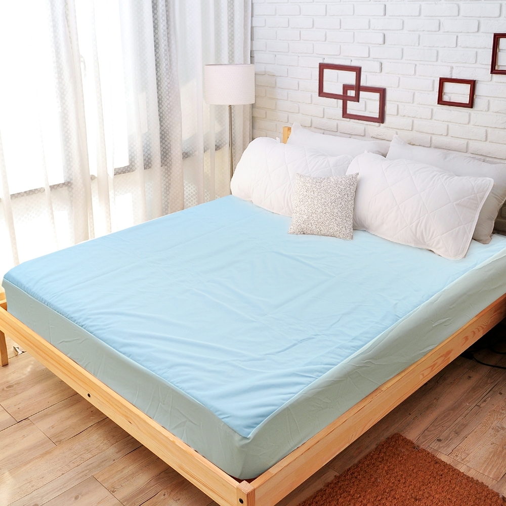 亞曼達Amanda 100%防水透氣抗菌保潔墊 -床包式雙人 (藍色)