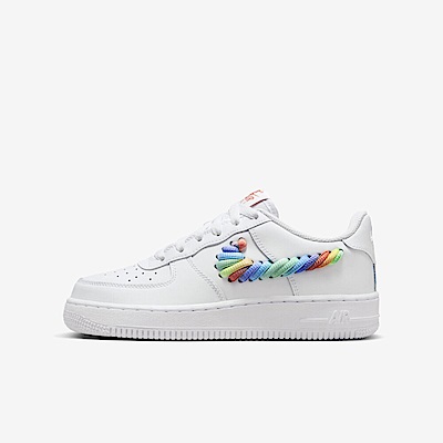 Nike Air Force 1 Lv8 1 GS [FQ4948-100] 大童 休閒鞋 經典 彩虹編織 穿搭 白彩