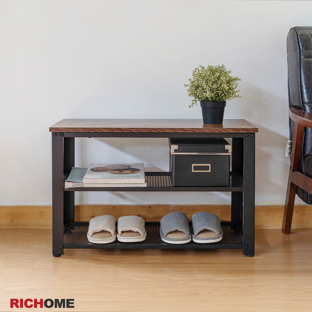 RICHOME 工業風復刻穿鞋椅W72.5 × D30 × H45 cm