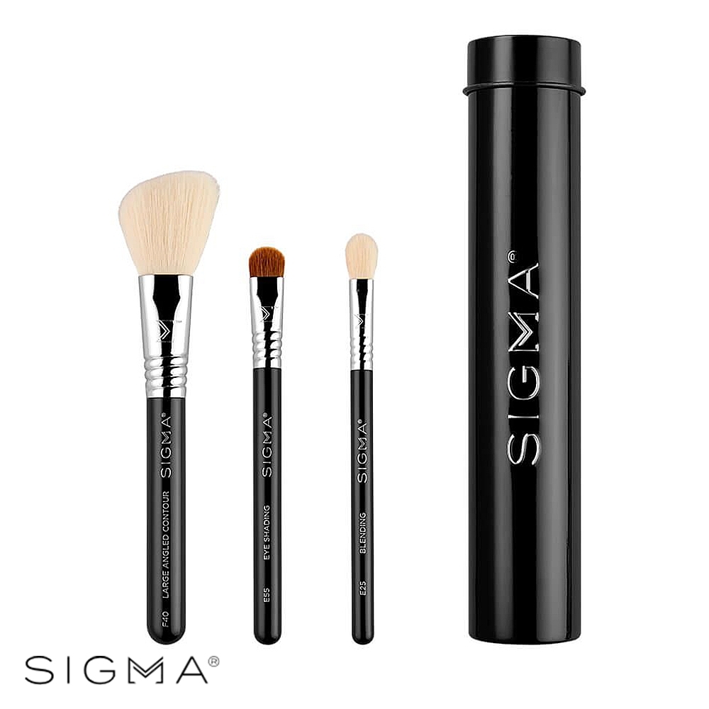 Sigma 基本旅行刷具3件組(含刷具罐)-黑色 Essential Trio Brush Set