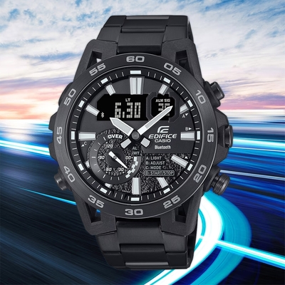 CASIO 卡西歐 EDIFICE 方程式賽車 碳纖維藍芽手錶 迎春好禮 ECB-40BK-1A