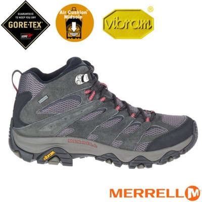 【MERRELL】男 MOAB 3 MID GORE-TEX 多功能防水透氣登山健行鞋(寬楦).登山鞋_ML035785 深灰色