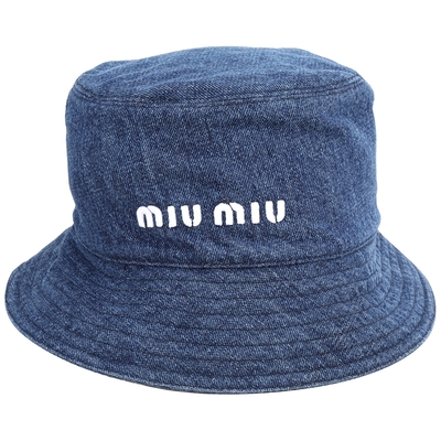 miu miu 字母刺繡牛仔布漁夫帽(藍色)