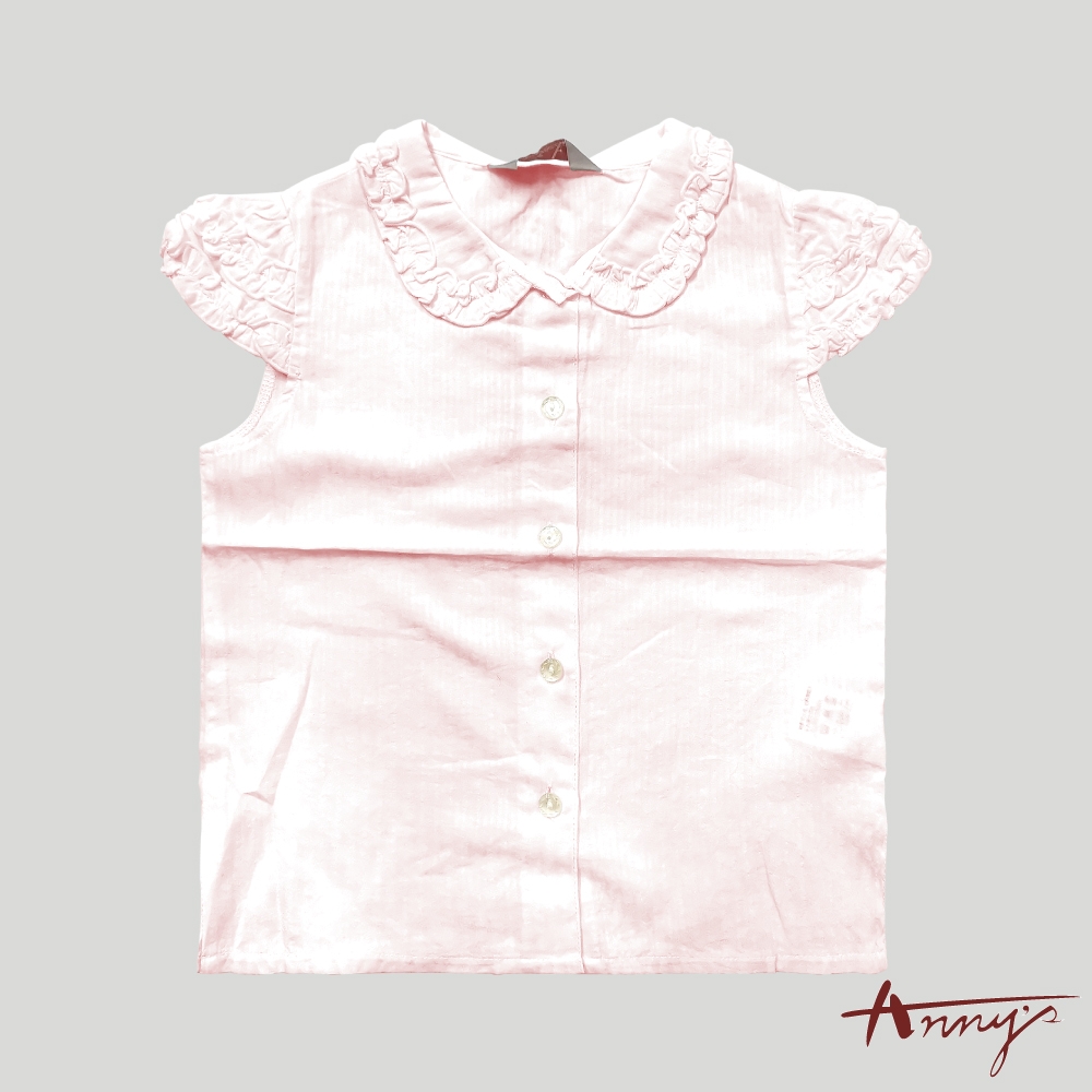 Annys甜美荷葉公主袖線條壓紋短袖上衣*9162粉色