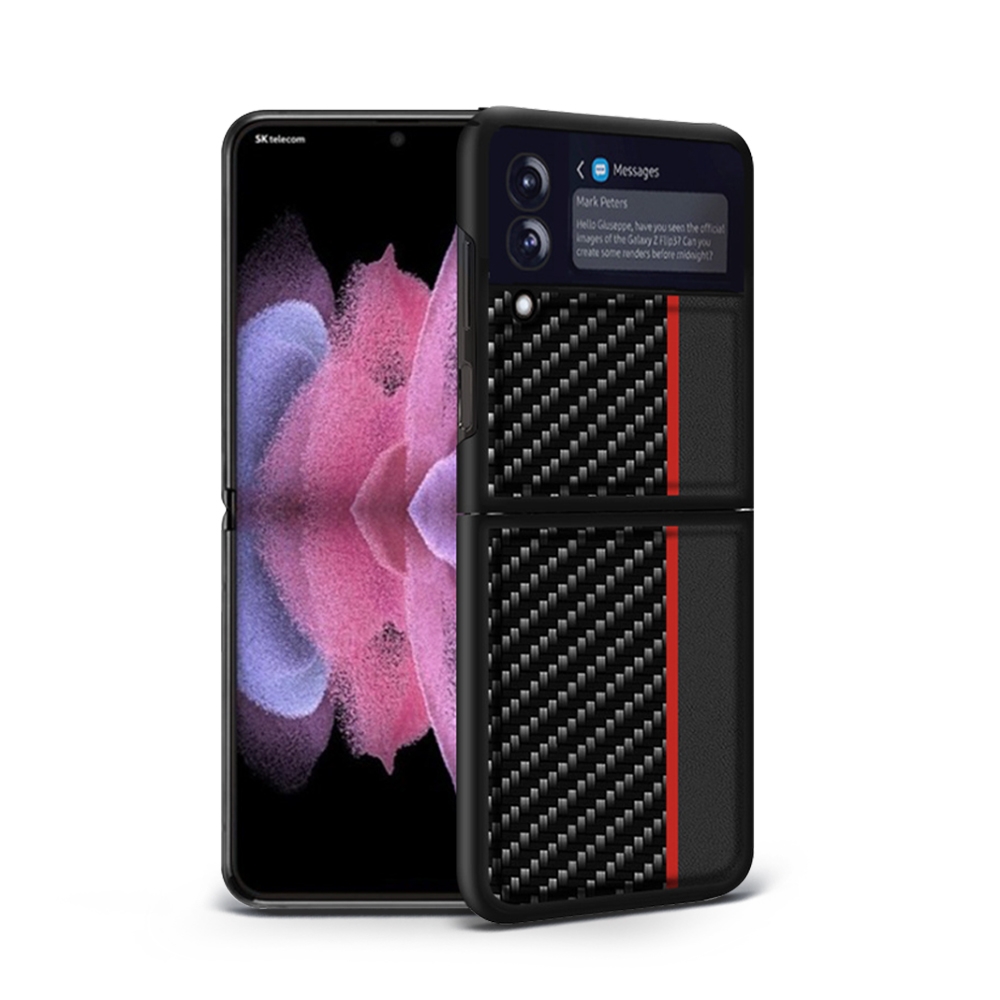 SAMSUNG Galaxy Z Flip3 5G 碳纖維拚色翻蓋手機殼(3色)
