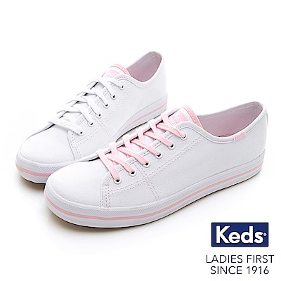 Keds KICKSTART 夢幻帆布綁帶休閒鞋-粉紅限定款