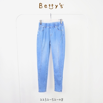 betty’s專櫃款　鬆緊牛仔剪接緊身長褲(深藍)