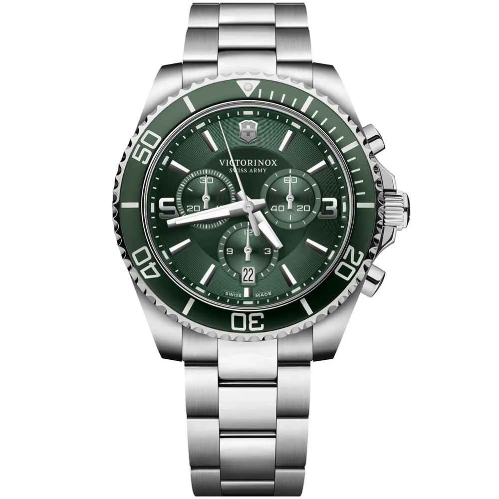 VICTORINOX瑞士維氏 Maverick 計時石英腕錶-綠 43mm / VISA-241946