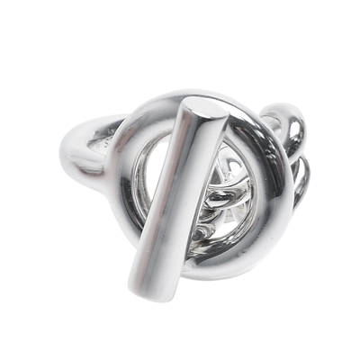 HERMES 經典Croisette系列T釦造型925純銀戒指(大-銀)