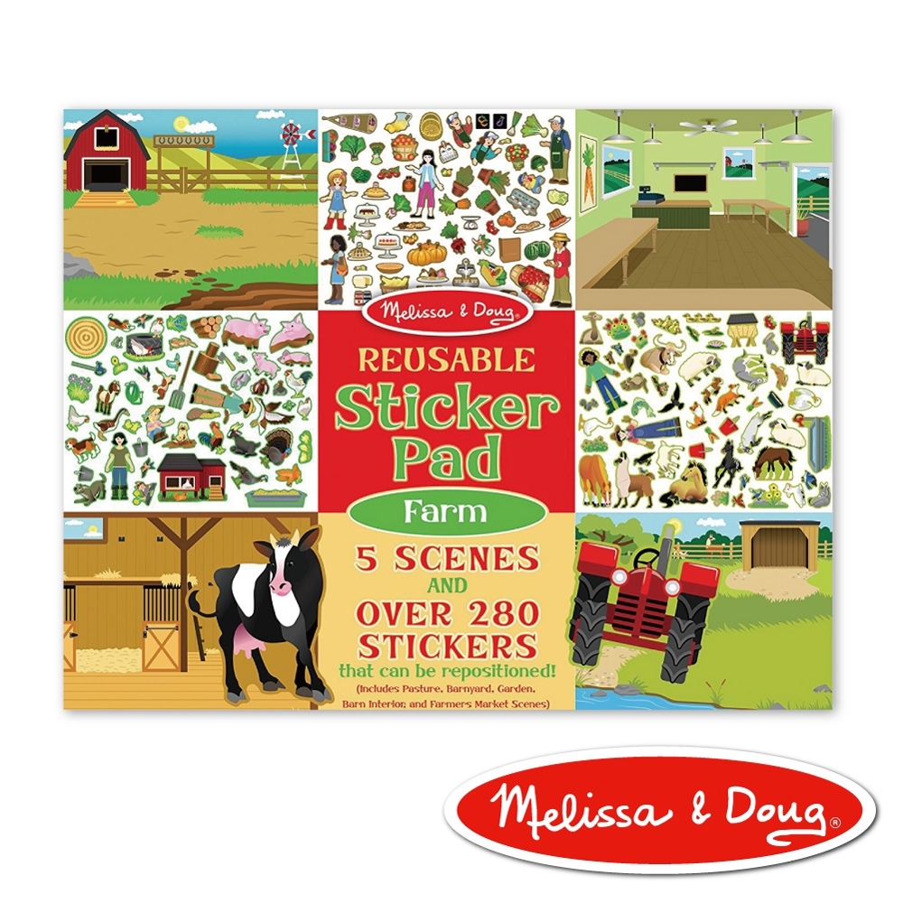 【美國瑪莉莎 Melissa & Doug】 貼紙簿 - 可重複貼紙 - 農場
