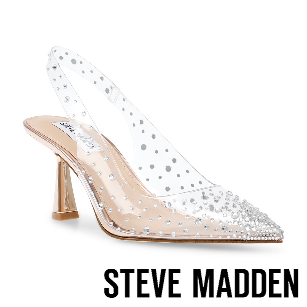 STEVE MADDEN-LOIRE 鑽面透明繞踝跟鞋-透明金