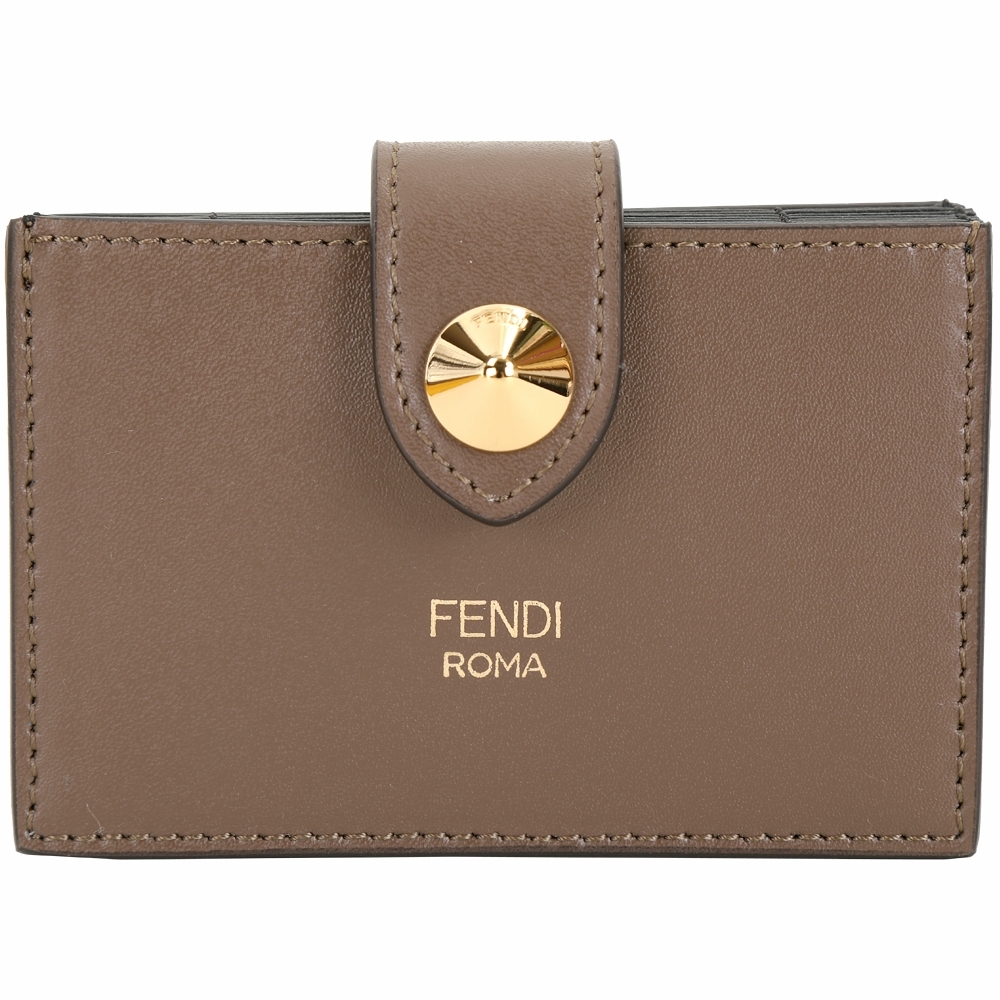 FENDI By The Way 鉚釘小牛皮卡片夾(灰棕色)