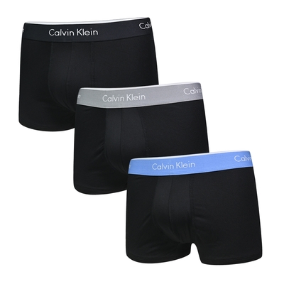 Calvin Klein Microfiber 男內褲 超細纖維絲質涼感合身四角褲/CK內褲-黑、天藍、灰 三入組