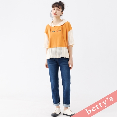 betty’s貝蒂思 腰鬆緊修身小腳貼身牛仔褲(深藍色)