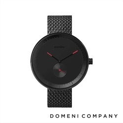 DOMENI COMPANY 經典系列 316L不鏽鋼小秒針錶 黑色錶帶 -黑/40mm