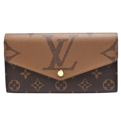 LV M80726 SARAH系列經典Monogram雙色帆布印花暗釦長夾