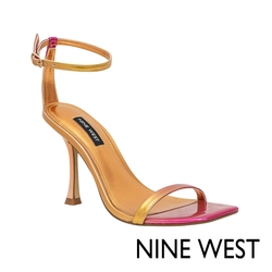 NINE WEST YESS3 一字帶繞踝方頭細跟涼鞋-珊瑚橘