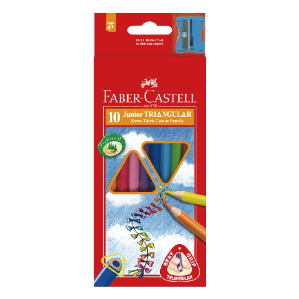 Faber-Castell 輝柏 大三角油性色鉛筆 10色 /紙盒 16-116538-10