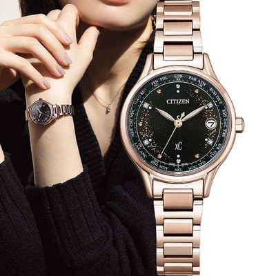 CITIZEN 星辰 xC 電波時計30週年限定 真鑽光動能鈦電波女錶(EC1166-74E)28mm