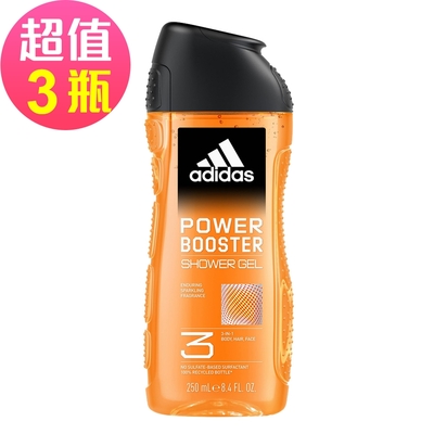 adidas愛迪達 男性三合一潔顏洗髮沐浴露(極限釋放)x3瓶組(250ml/瓶)