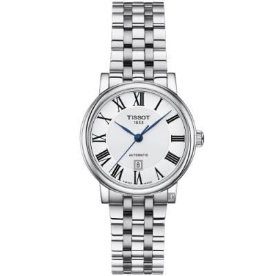 TISSOT 天梭 官方授權 Carson 羅馬機械女錶 母親節禮物-30mm T1222071103300