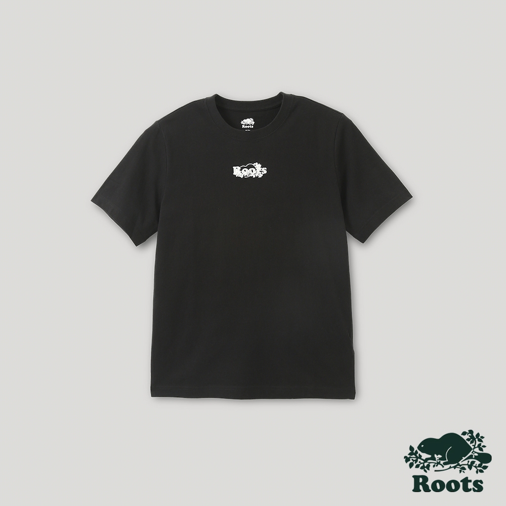 Roots 男裝- 城市悠遊系列 海狸LOGO短袖T恤-黑色