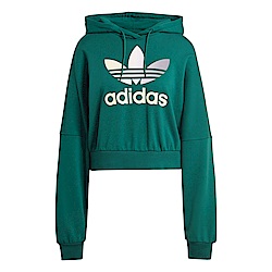 Adidas Gradient Hoodie IR6043 女 連帽 上衣 短版 帽T 經典 三葉草 休閒 寬鬆 綠