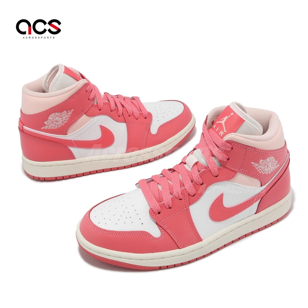 Nike Wmns Air Jordan 1 Mid 女鞋粉紅白草莓奶油AJ1 一代喬丹BQ6472