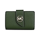 MICHAEL KORS Greenwich金色金屬圓標LOGO防刮牛皮扣式中夾(叢林綠) product thumbnail 1