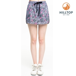 Hilltop 山頂鳥 女款超潑水彈性抗UV假兩件式短褲S09F68紫印花